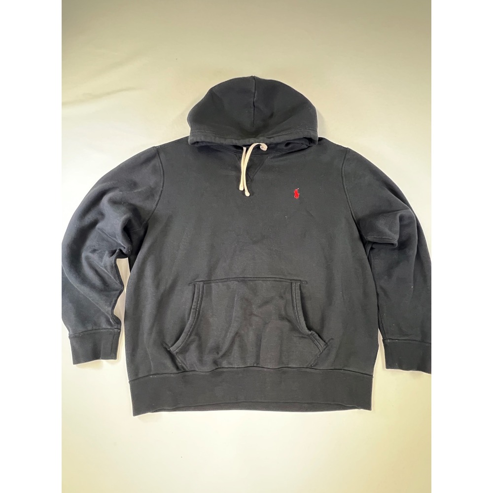 Polo Ralph Lauren Mens XL Black Pullover Hoodie Red Pony Logo Sweatshirt